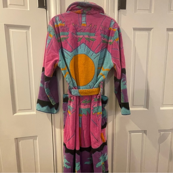 VINTAGE CYPRESS BY JUANA HEAVY COTTON TERRY BATH ROBE SUNRISE PINEAPPLE ONE SIZE - Picture 8 of 16